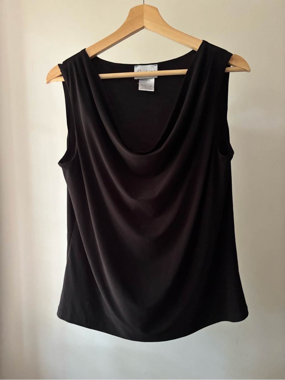 Black Sleeveless Cowl Neck Top